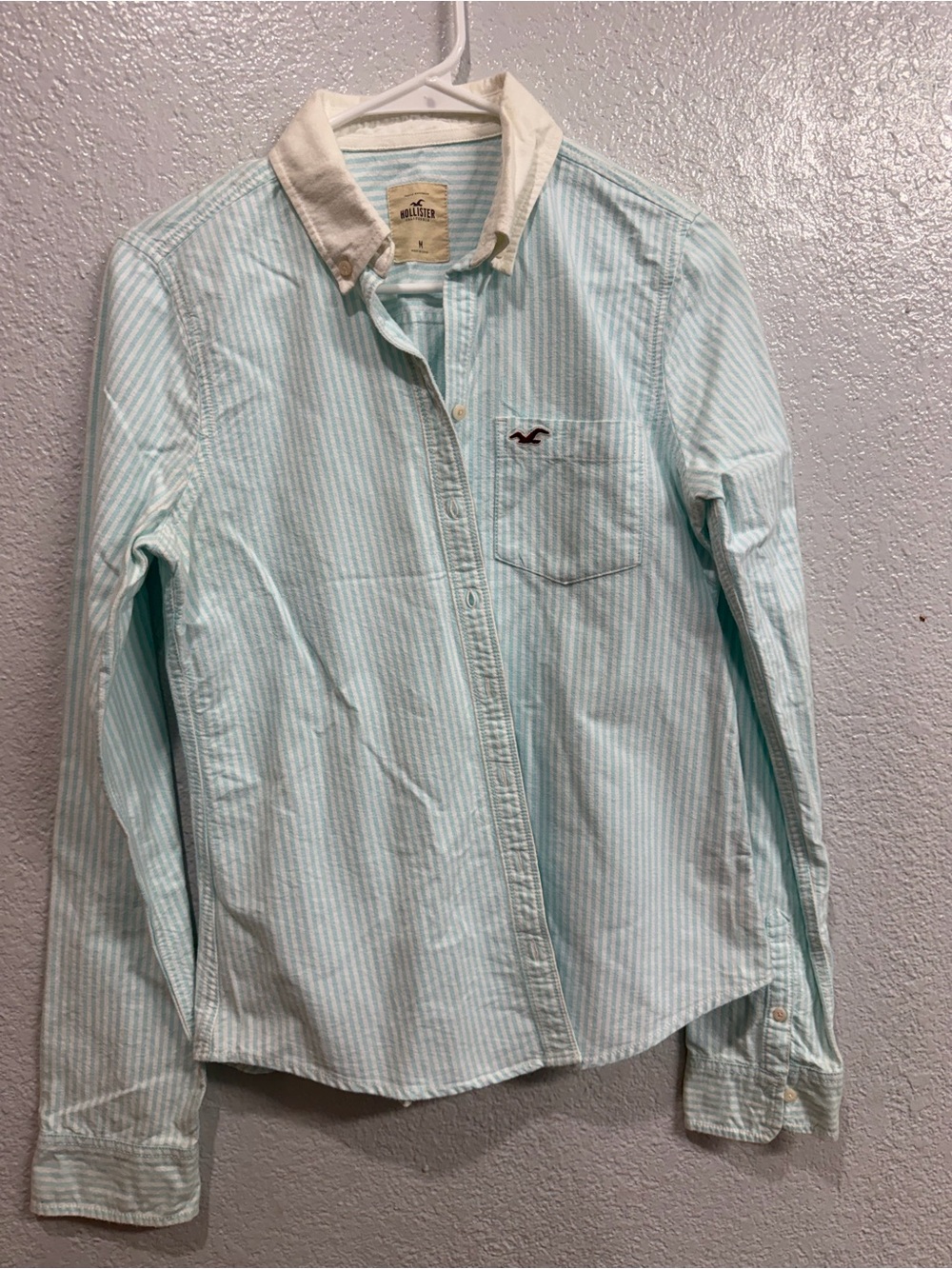 Hollister women Light Blue Stripe Button-Down Shirt
